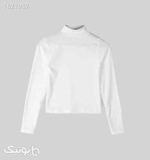 بلوز زنانه یقه اسکی ساده سفید