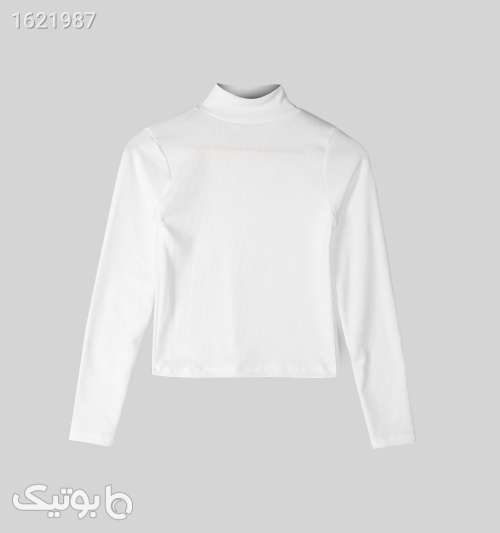 بلوز زنانه یقه اسکی ساده سفید سفید 05 2026