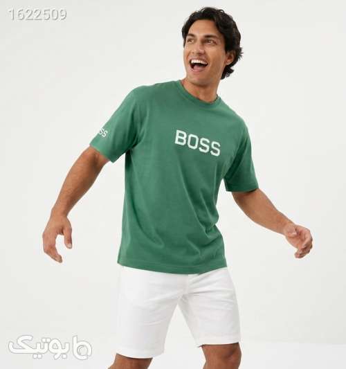 تیشرت Boss یقه گرد مردانه نخ پنبه طرح دار سبز 05 2026