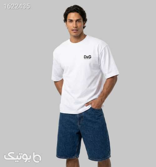 تیشرت Damp;G یقه گرد مردانه سفید مچینست طرح دار سفید 05 2026