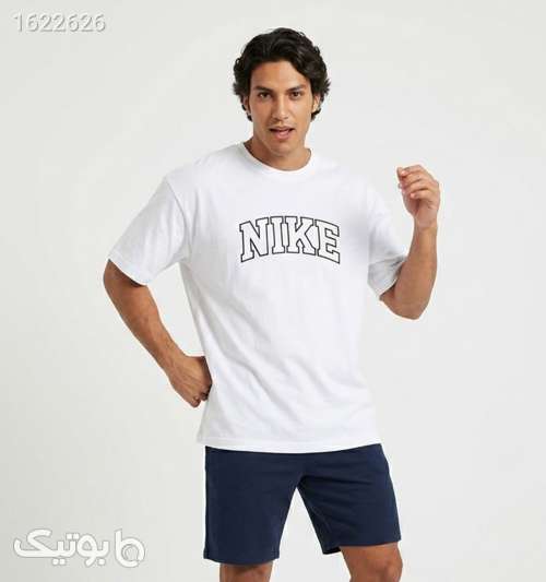 تیشرت Nike یقه گرد مردانه باکسی سفید نخ پنبه طرح دار سفید 05 2026