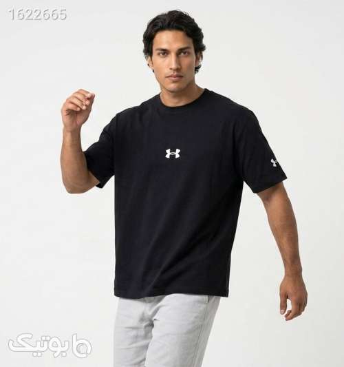 تیشرت Under Armour یقه گرد مردانه مشکی نخ پنبه طرح دار مشکی 05 2026