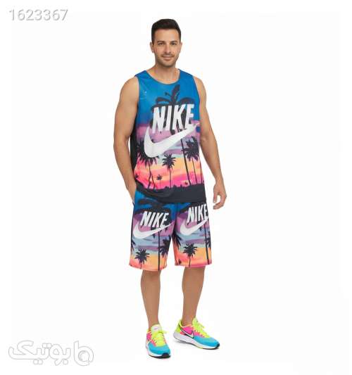 ست رکابی و شلوارک مردانه Nike یقه گرد طلایی 05 2026