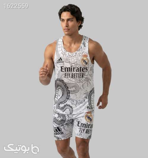 ست مردانه رکابی و شلوارک مردانه سفید طرح دار سفید 05 2026