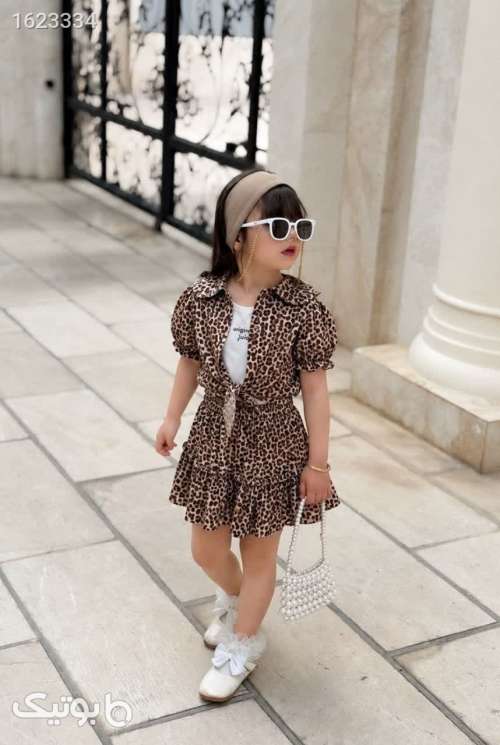 ست سه تیکه پلنگی دخترانه  قهوه ای 05 2026