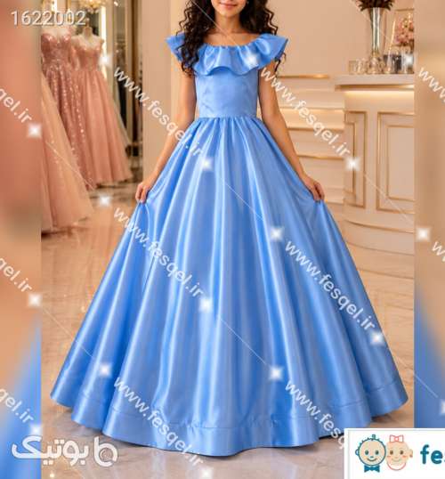 پیراهن لاکچری بلند آبی دخترانه زیبا فیروزه ای 05 2026