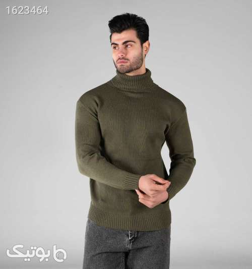 بافت مردانه یقه اسکی فری سایز ساده سبز 05 2026