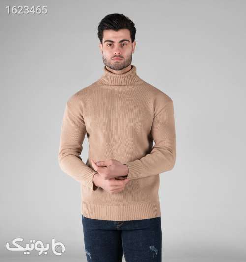 بافت مردانه یقه اسکی فری سایز ساده طلایی 05 2026