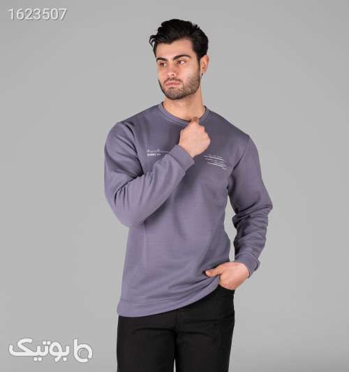 بلوز دورس مردانه یقه گرد طوسی طرح دار نقره ای 05 2026