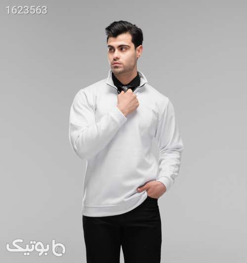 بلوز دورس نیم زیپ مردانه سفید ساده سفید 05 2026