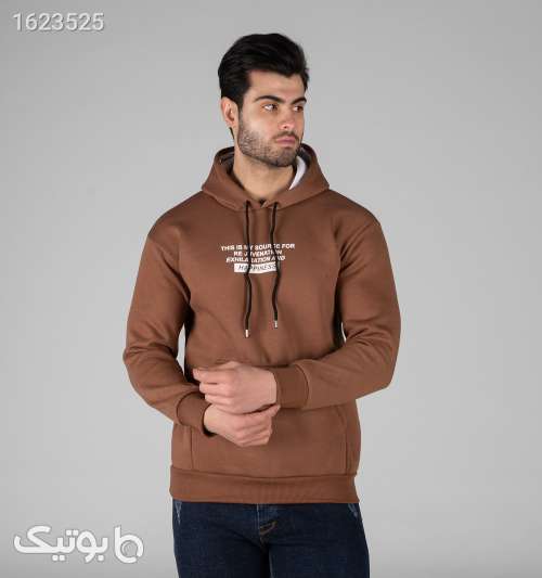 هودی مردانه کلاه دار طرح دار قهوه ای 05 2026
