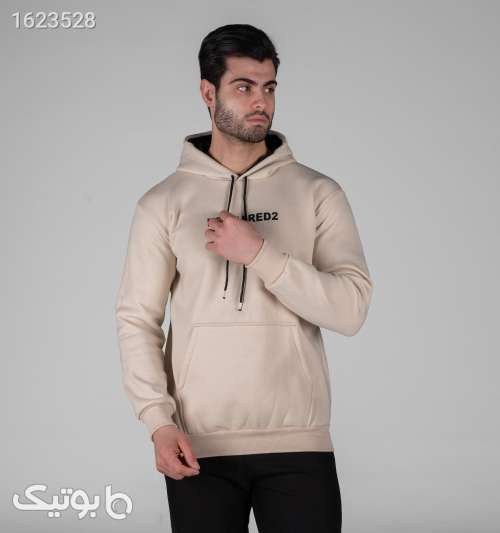 هودی مردانه کلاه دار طرح دار کرم 05 2026
