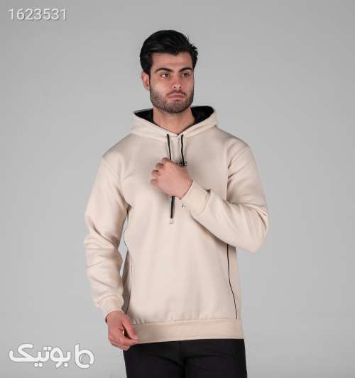 هودی مردانه کلاه دار طرح دار کرم 05 2026