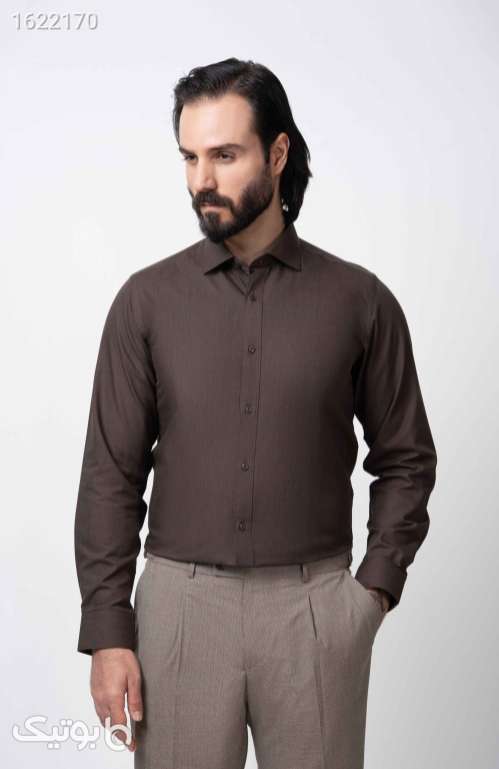 پیراهن مردانه ساده P55 قهوه ای 05 2026