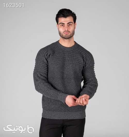 بافت مردانه یقه گرد فری سایز طرح دار نقره ای 05 2026