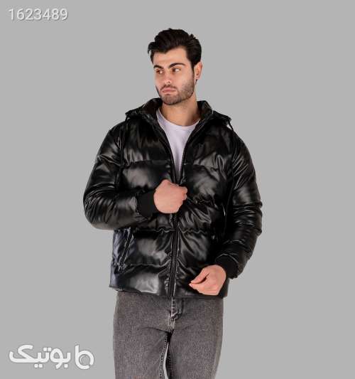 کاپشن اسپرت چرم مصنوعی مردانه بادی مشکی مشکی 05 2026