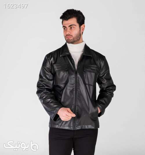 کاپشن اسپرت چرم مصنوعی مردانه مشکی مشکی 05 2026