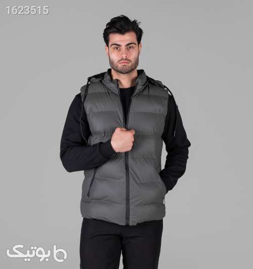 کاپشن پافر بادی طوسی کلاه دار نقره ای 05 2026