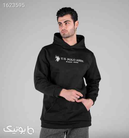 هودی مردانه کلاه‌دار مشکی طرح‌دار اسپان XL تا XXXL