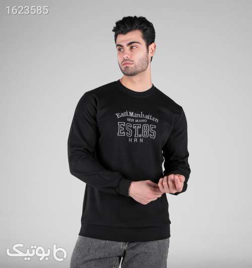 بلوز دورس مردانه یقه گرد مشکی طرح گلدوزی مشکی 05 2026