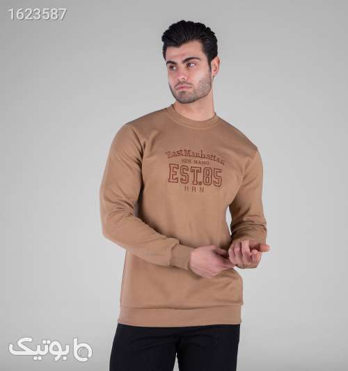 بلوز دورس مردانه یقه گرد طرح‌گلدوزی نسکافه‌ای قهوه ای 05 2026