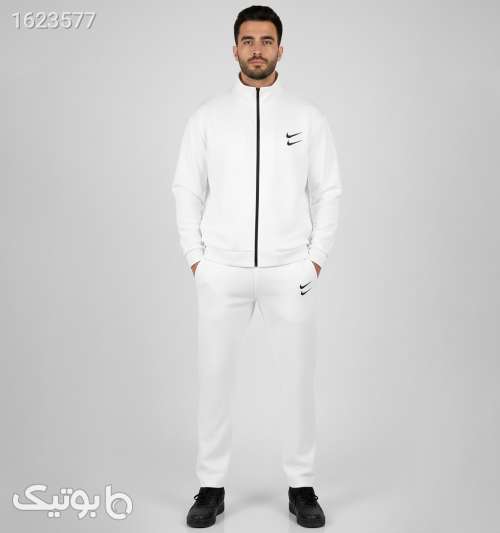 ست مردانه سویشرت و شلوار نایک اسپان سفید ساده سفید 05 2026