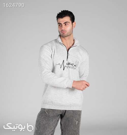 بلوز دورس مردانه نیم‌زیپ طرح‌دار اسپان طوسی روشن طوسی 05 2026