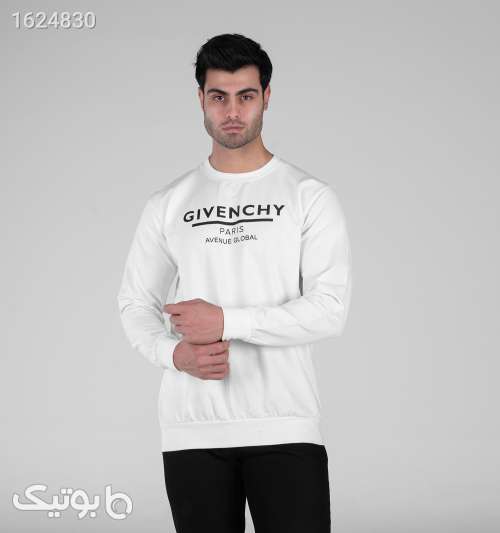بلوز دورس مردانه یقه گرد سفید طرح‌دار آستین بلند سفید 05 2026