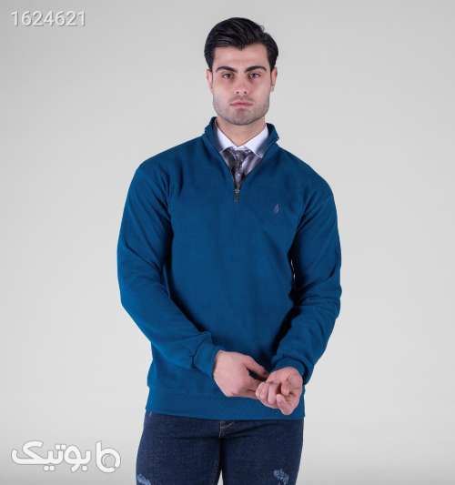 بلوز مردانه سلانیک نیم زیپ یقه ایستاده ساده آبی تیره سورمه ای 05 2026