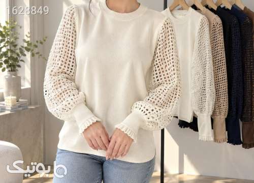 بلیز آستین توری یقه گرد مشکی 05 2026