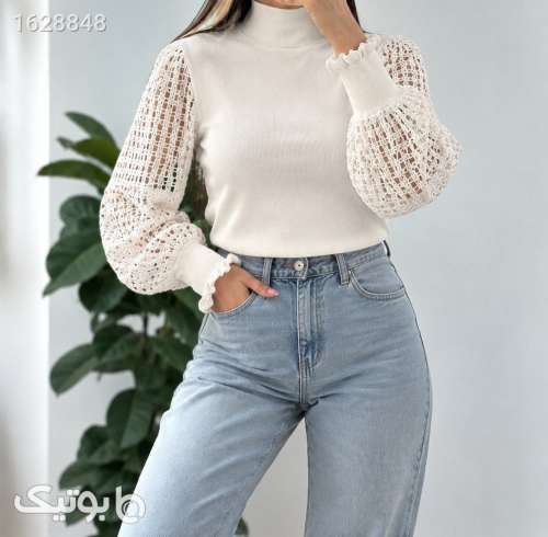 بلیز یقه ۵ سانت آستین توری مشکی 05 2026
