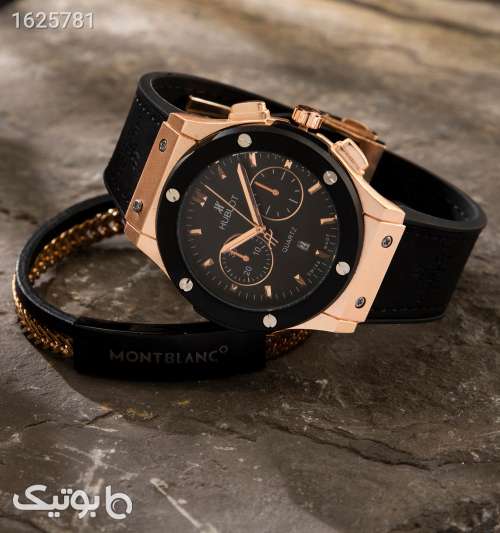 ساعت مچی عقربه‌ای مردانه Hublot با بند رابر مشکی مشکی 05 2026
