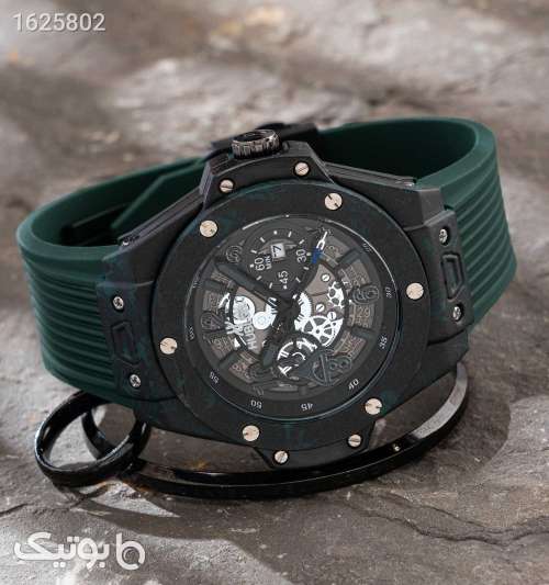 ساعت مچی مردانه Hublot مدل عقربه‌ای سبزتیره با بند رابر سبز 05 2026