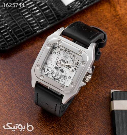 ساعت مچی مردانه بند چرمی مشکی با صفحه سفید مشکی 05 2026