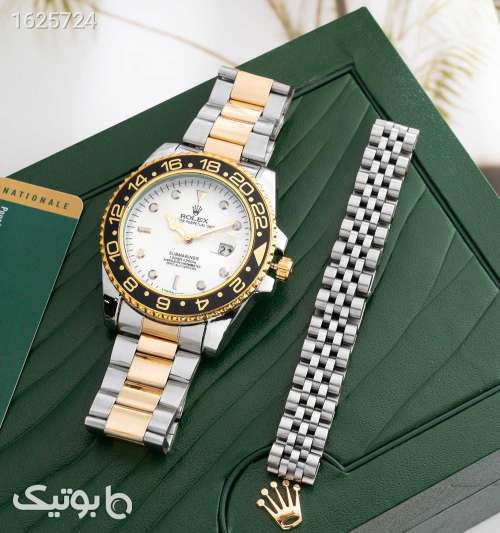 ساعت مچی مردانه رولکس مدل استیل طلایی نقره‌ای صفحه سفید طلایی 05 2026