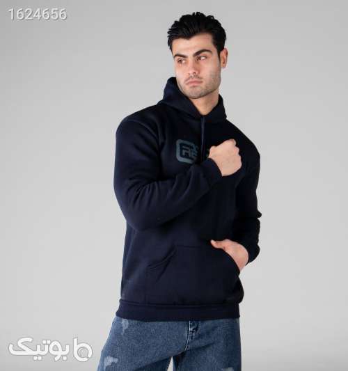 هودی مردانه کلاه‌دار سرمه‌ای طرح‌دار اسپان سورمه ای 05 2026