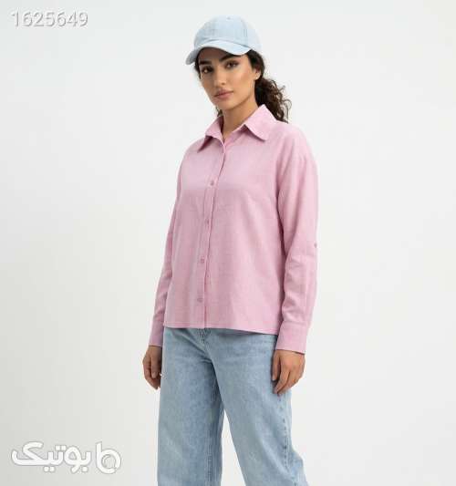شومیز لینن آستین بلند زنانه نرمال یقه انگلیسی ساده آبی 05 2026
