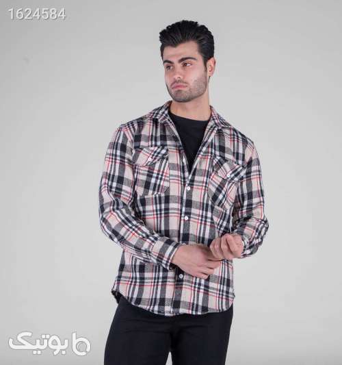 پیراهن اسپرت پشمی مردانه چهارخانه آستین بلند دکمه‌ای قرمز 05 2026
