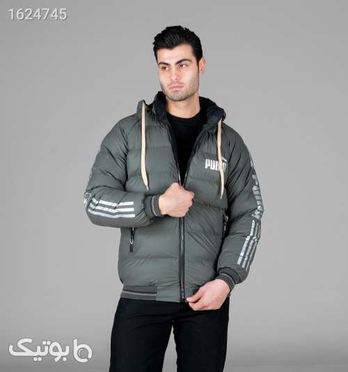 کاپشن اسپرت سیلیکونی مردانه دورو کلاه‌دار Puma زیپ‌دار سبزتیره سبز 05 2026