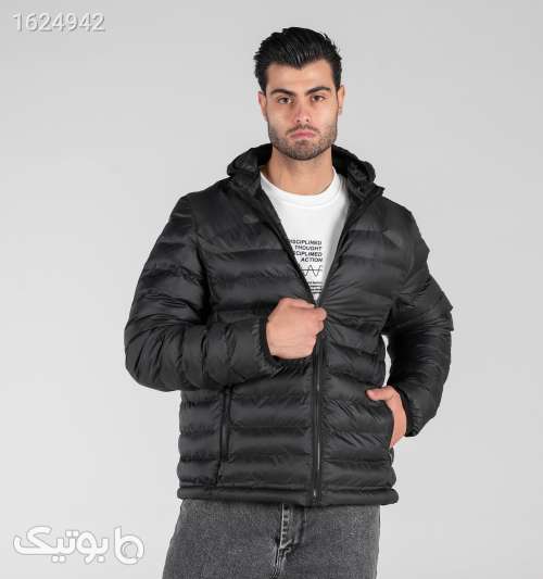 کاپشن اسپرت مردانه مموری کلاه‌دار زیپی مشکی مشکی 05 2026