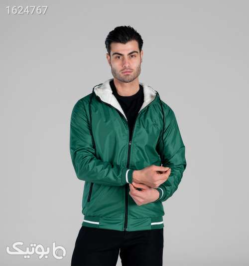 کاپشن مردانه بادگیر مموری کلاه‌دار سبز زیپ‌دار سبز 05 2026