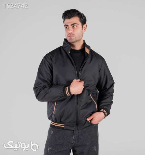 کاپشن مموری مردانه مشکی زیپ‌دار یقه ایستاده مشکی 05 2026