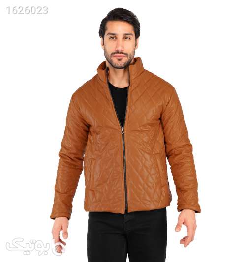 کاپشن چرم مصنوعی مردانه اسپرت طرحدار Stark عسلی کرم 05 2026