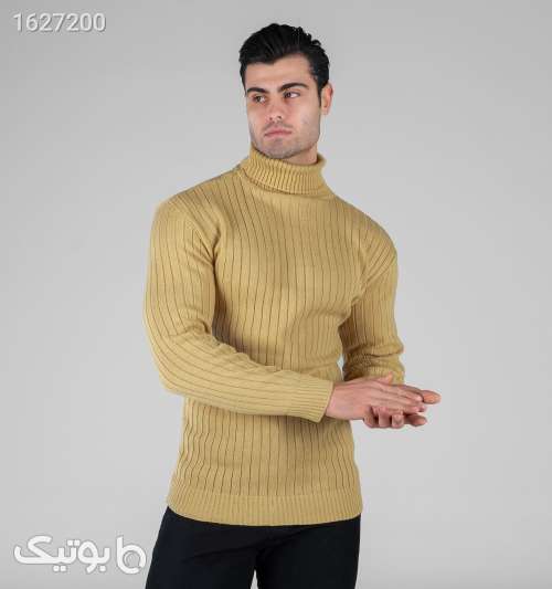 بافت مردانه یقه اسکی فری سایز راه راه نسکافه‌ای 05 2026