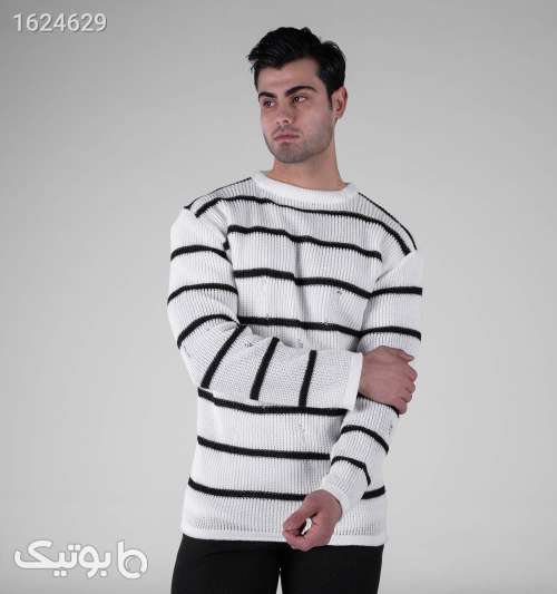بافت مردانه یقه گرد سفید فری سایز رینگی زاپ‌دار سفید 05 2026