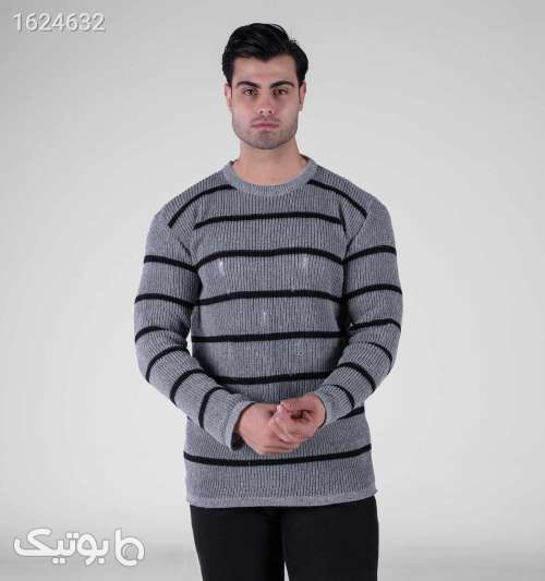 بافت مردانه یقه گرد طوسی فری‌سایز رینگی زاپ‌دار طوسی 05 2026