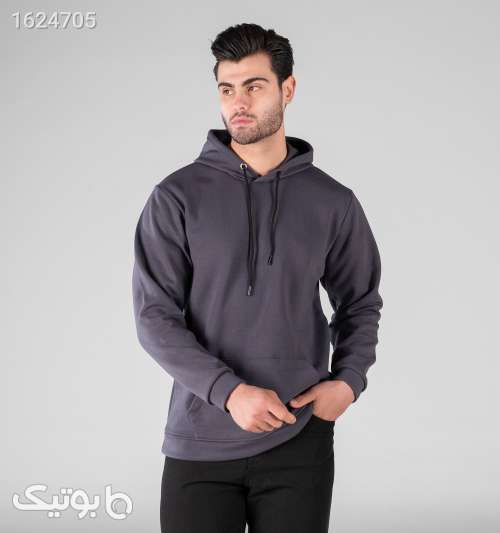 هودی مردانه طوسی کلاه‌دار ساده دورس پنبه دو نخ طوسی 05 2026
