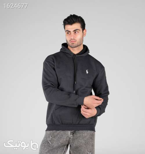 هودی مردانه کلاه‌دار اسپان جیب کانگورویی طوسی طوسی 05 2026