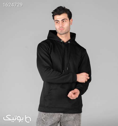 هودی مردانه کلاه‌دار دورس پنبه دو نخ مشکی ساده L تا XXL مشکی 05 2026
