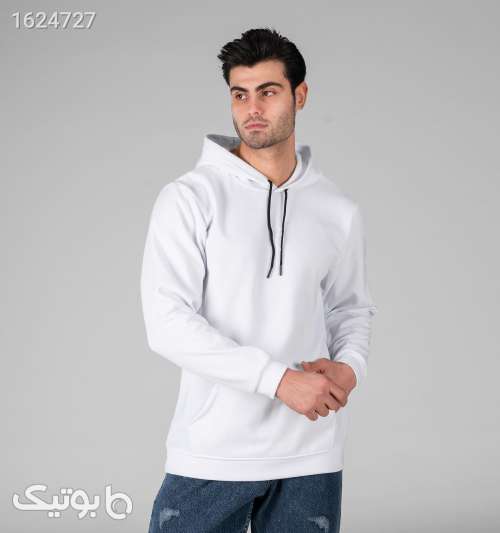 هودی مردانه کلاه‌دار سفید ساده دورس پنبه دو نخ سفید 05 2026